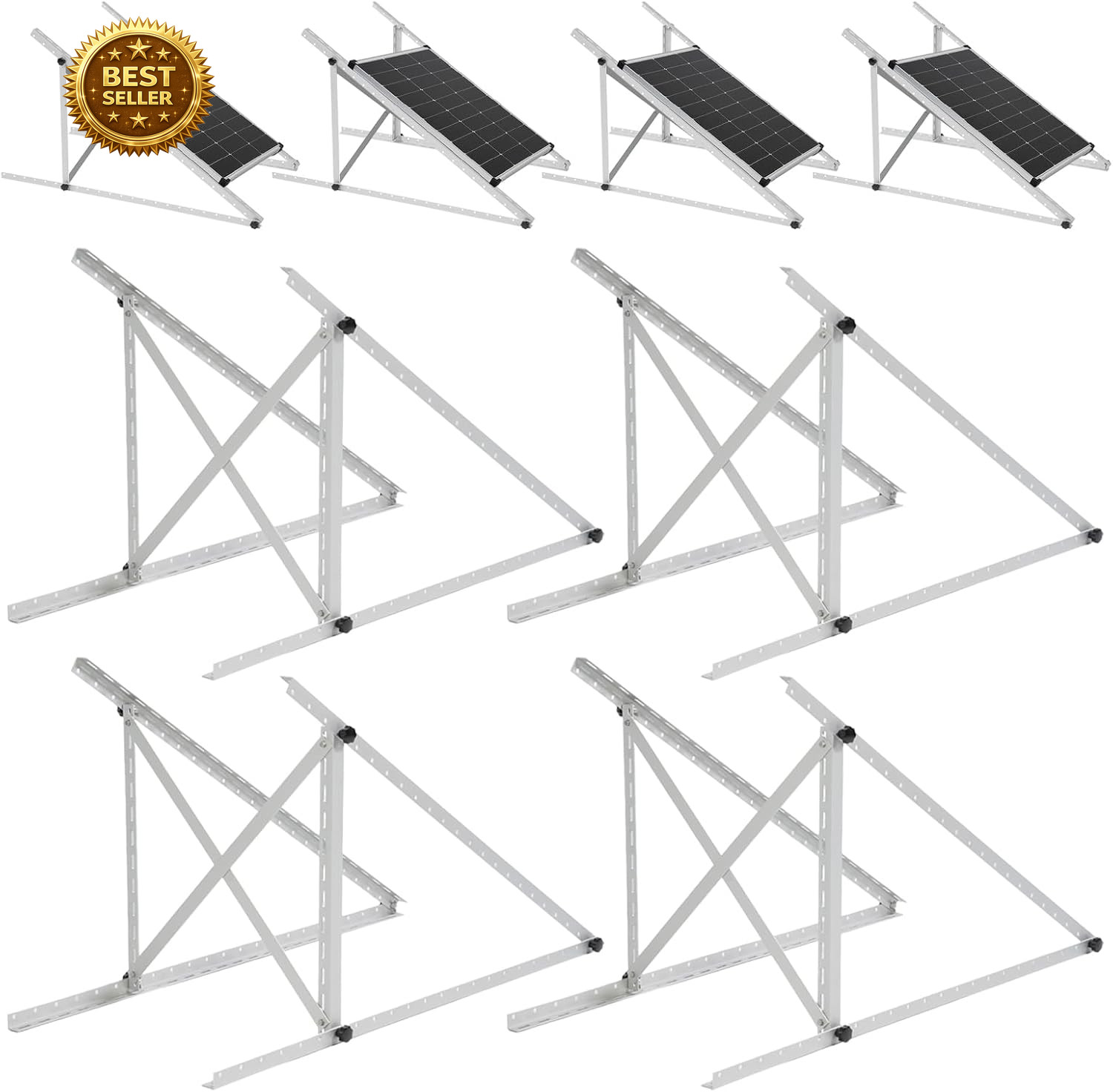 45in Adjustable Solar Panel Mount Brackets 4 Sets Tilt Kit Roof RV Boat 0-90