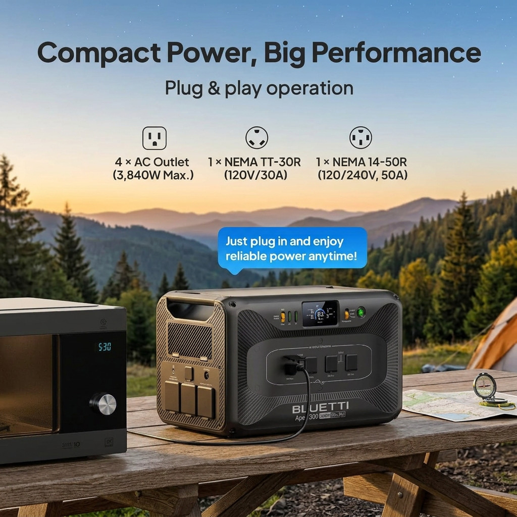 BLUETTI Apex 300 Power Station 2764.8Wh + Alternator Charger 1 + Power Hub D1