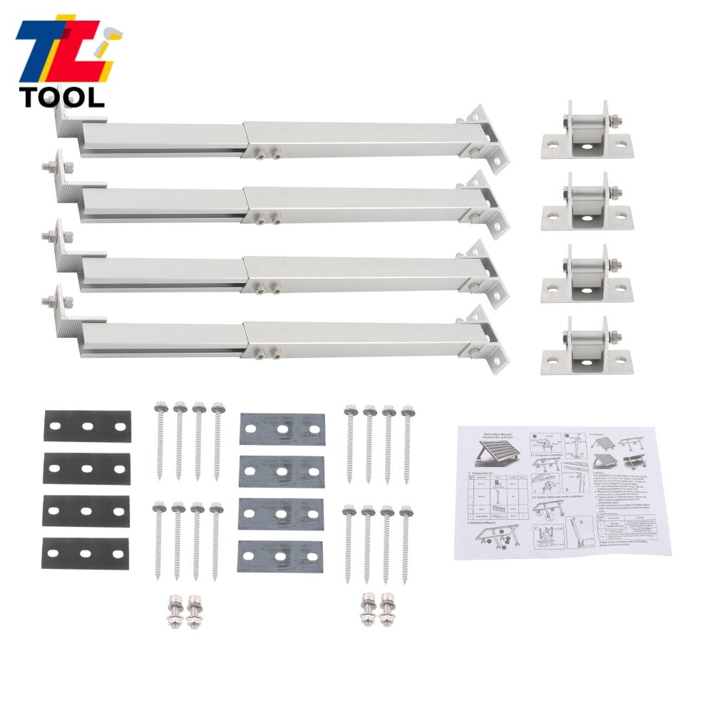 2 Set Solar Panel Tilt Mount Brackets Durable Aluminum Stand for RV Boat Camper