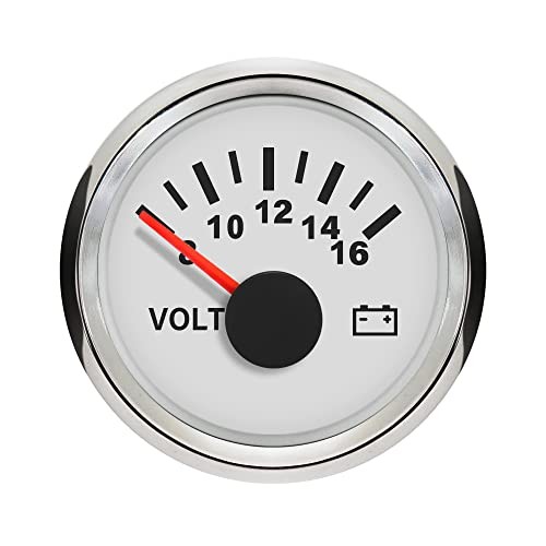 Waterproof Voltmeter Volt Meter 8-16V with Backlight 12V White+Stainless Steel