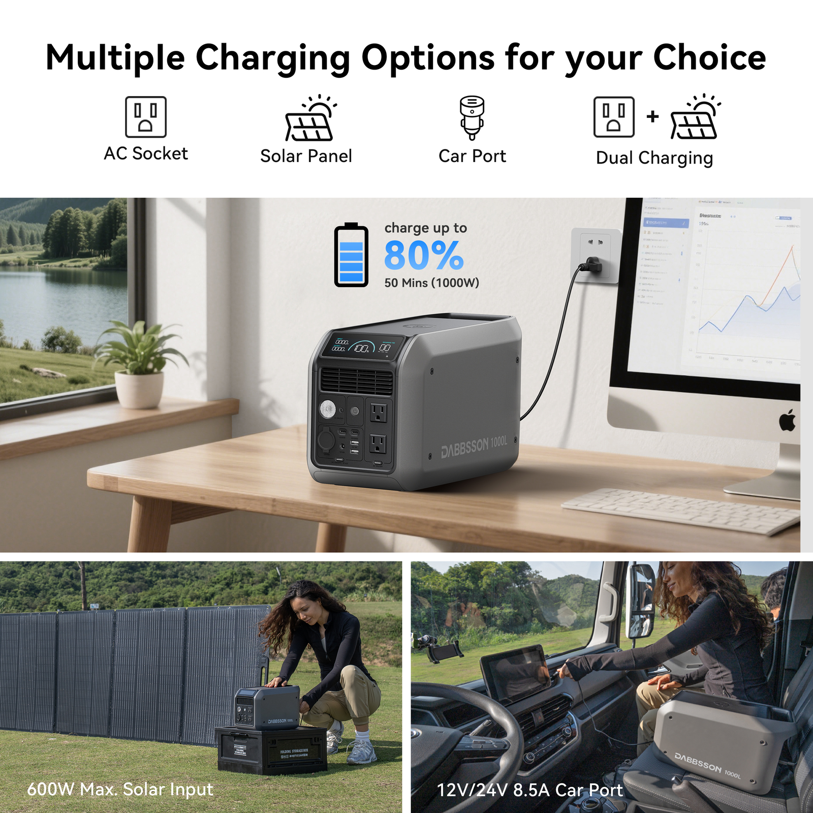 Dabbsson Power Station LiFePO4 Generator 300W-3000W Portable for RV Camping Home