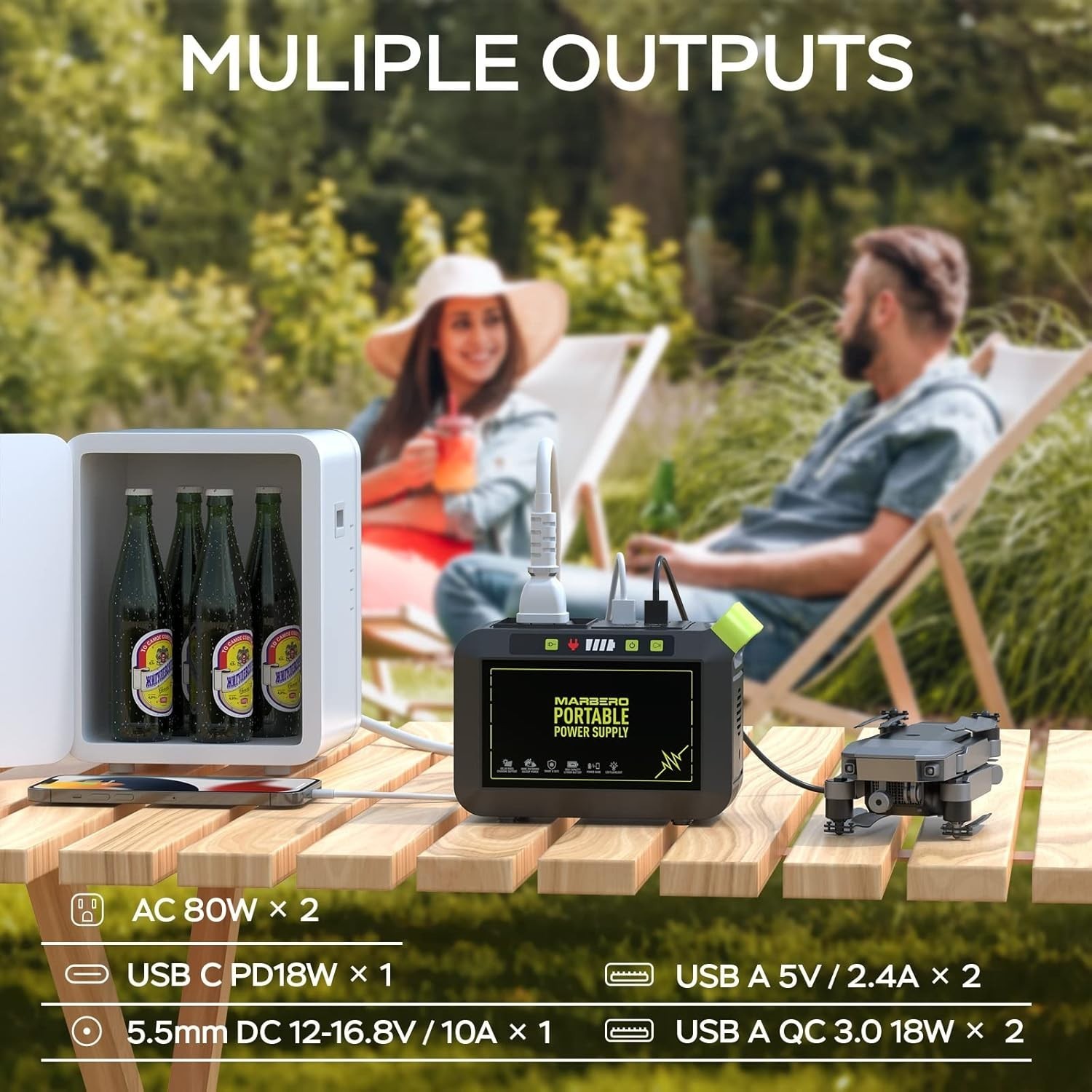 88Wh Fast-Charging Lithium Power Bank with 120W AC Outlet– Perfect for Camping