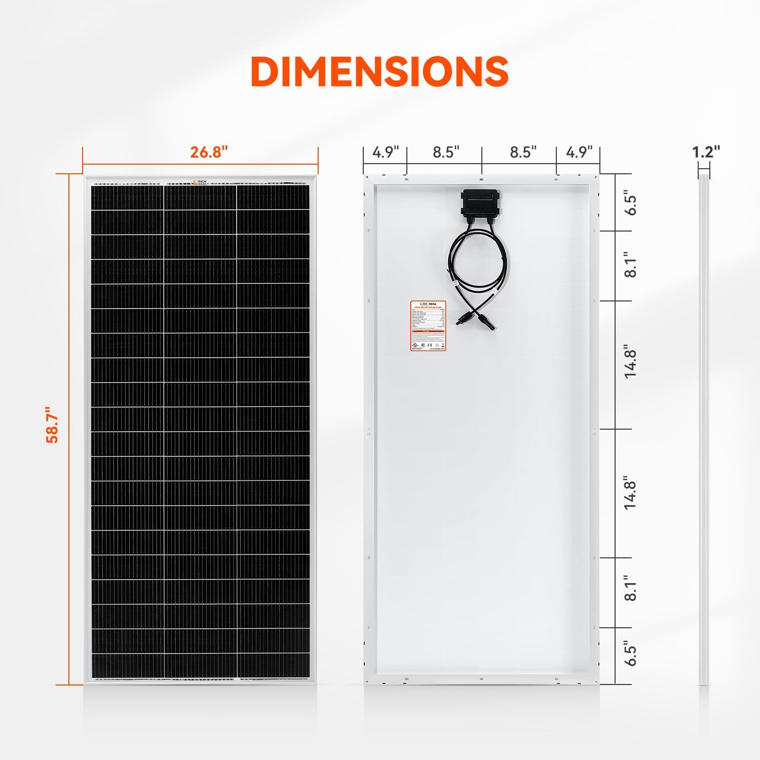 RICH SOLAR 200 Watt 24 Volt 9BB Cell Monocrystalline Solar Panel High Efficiency