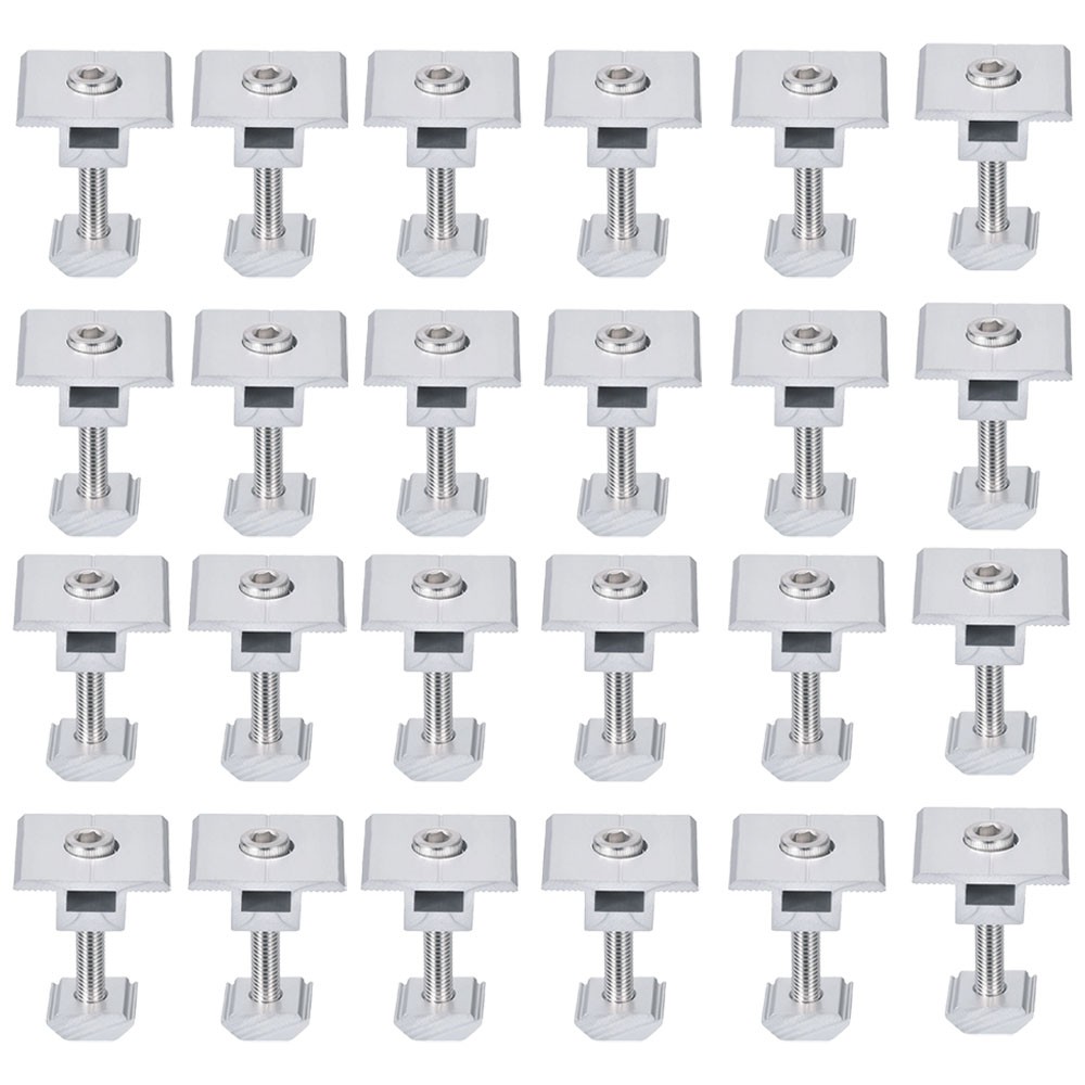 24Pcs 30mm Solar Panel Middle Clamps Aluminium Solar Panel Mount Mid Clip NEW
