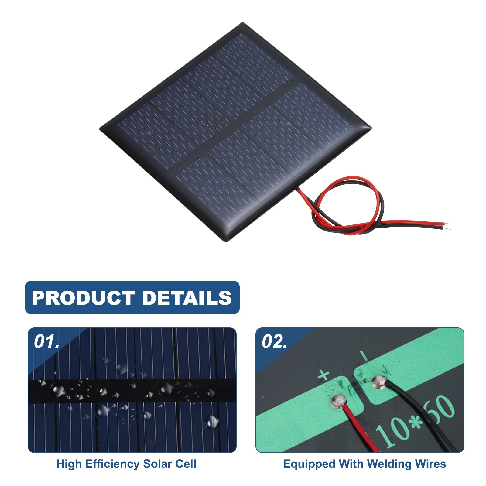 10Pcs 2V 0.32W 160mA Mini Solar Panels with Cable