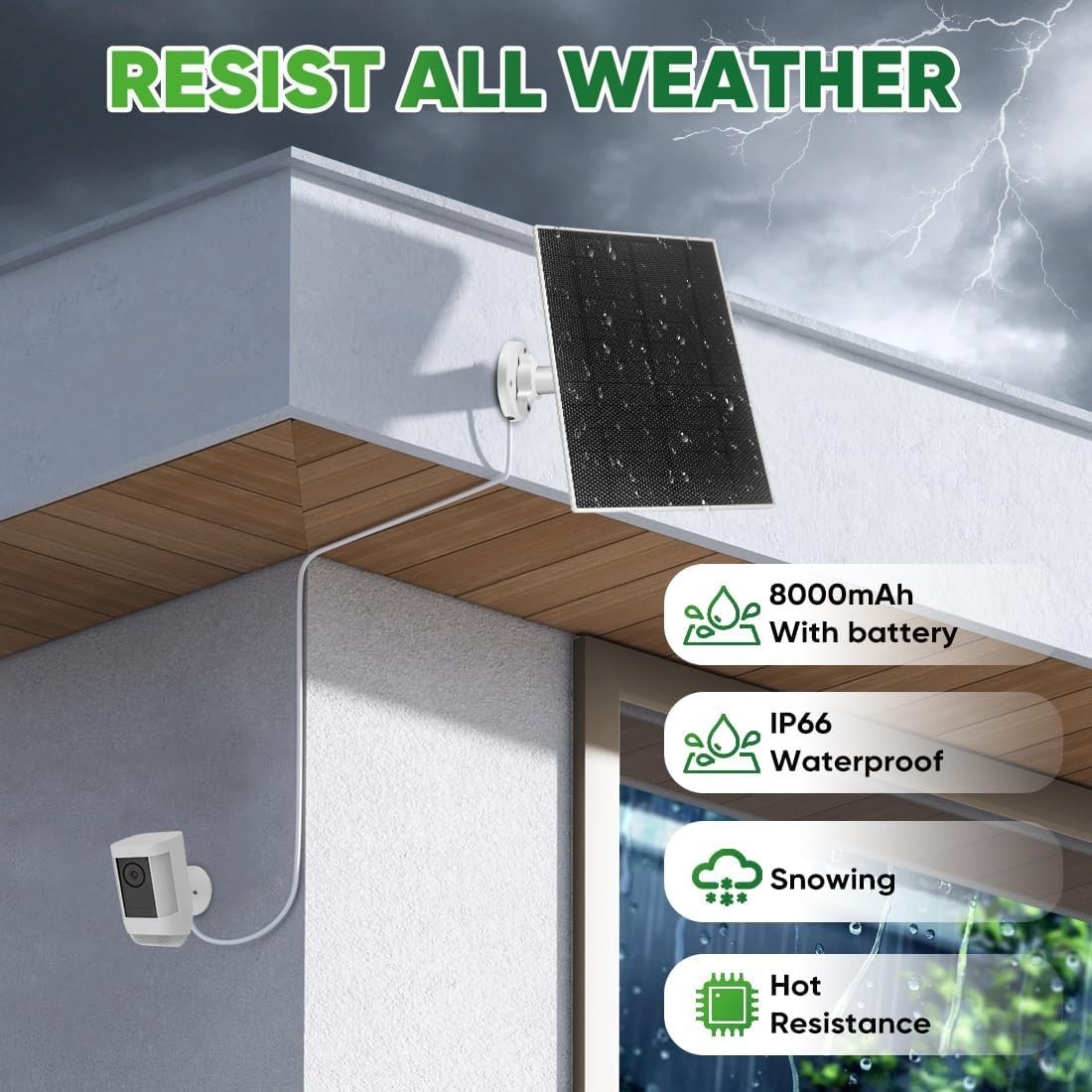 Complete Solar Panel System for Ring Cameras – 5W & Adjustable Mount