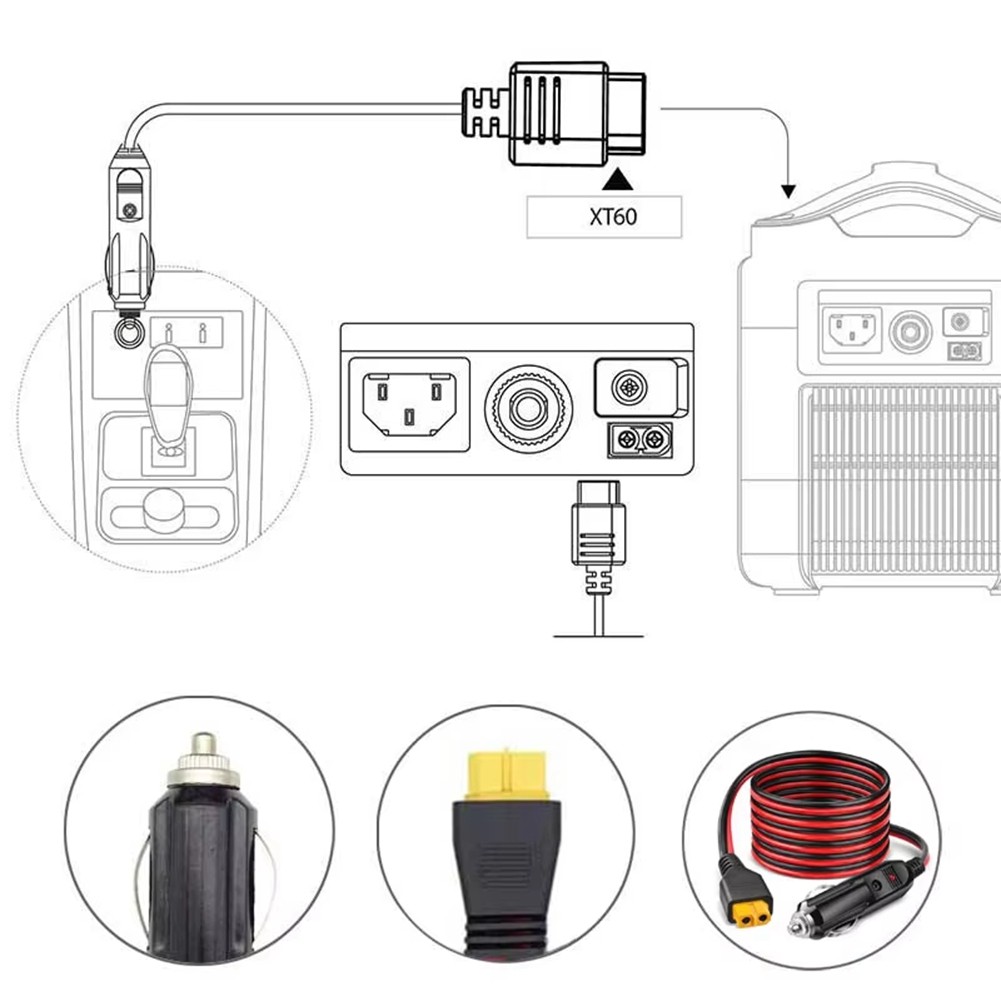 12AWG Car Lighter to Adapter Cable for R600 R1500 R2500 S2000 Pro3496