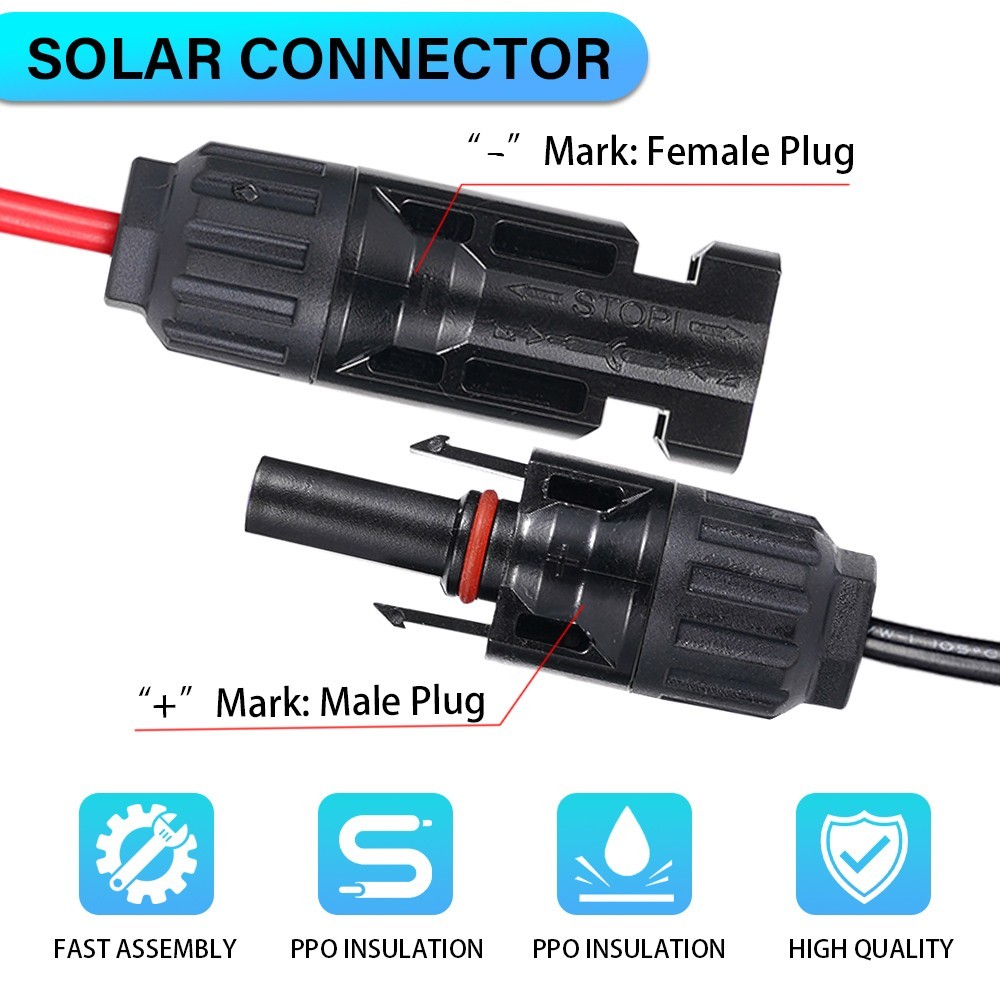 3ft Solar Panel Extension Cable 4in1 Solar Panel Connector Kit for RV Generator