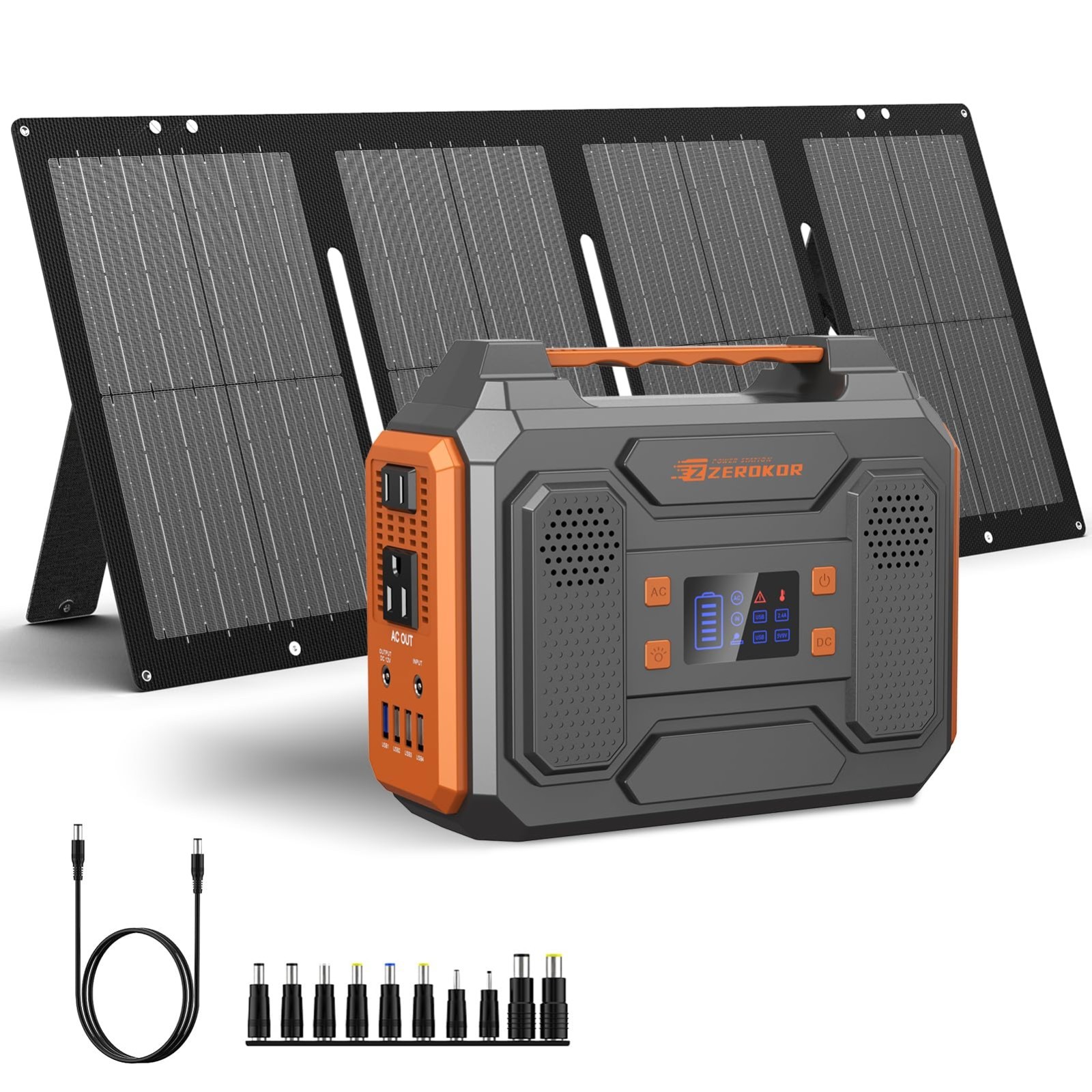 300W Portable Solar Generator & 60W Foldable Solar Panel, 280Wh Power Station fo