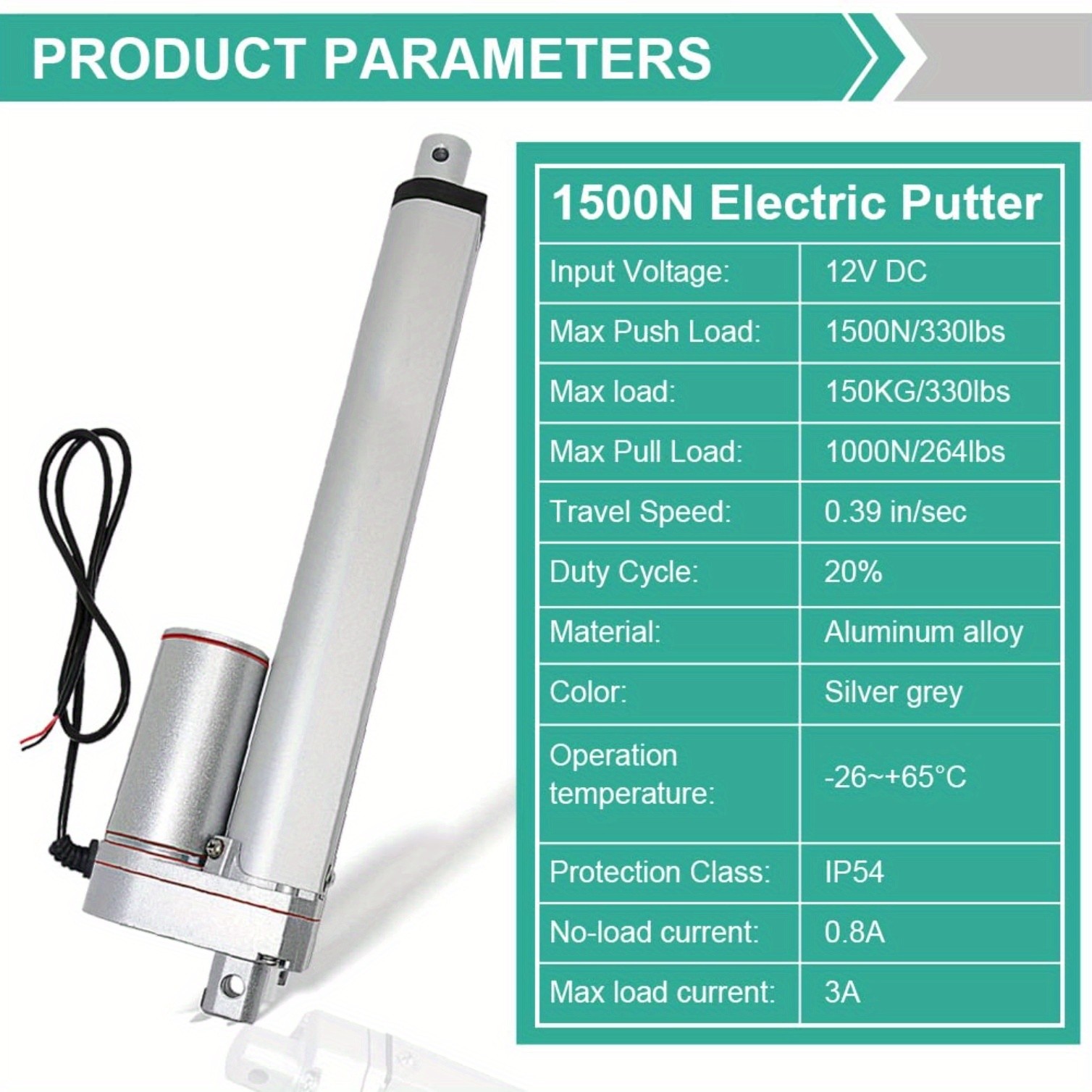 12″ Heavy Duty 330lbs/1500N Solar Tracker Linear Actuator Multi-Functions