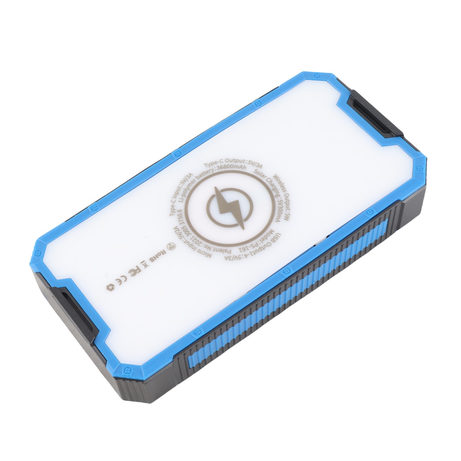 Solar Power Bank 36800mAh 34LEDs 4 USB Output Type C Micro Input Solar External