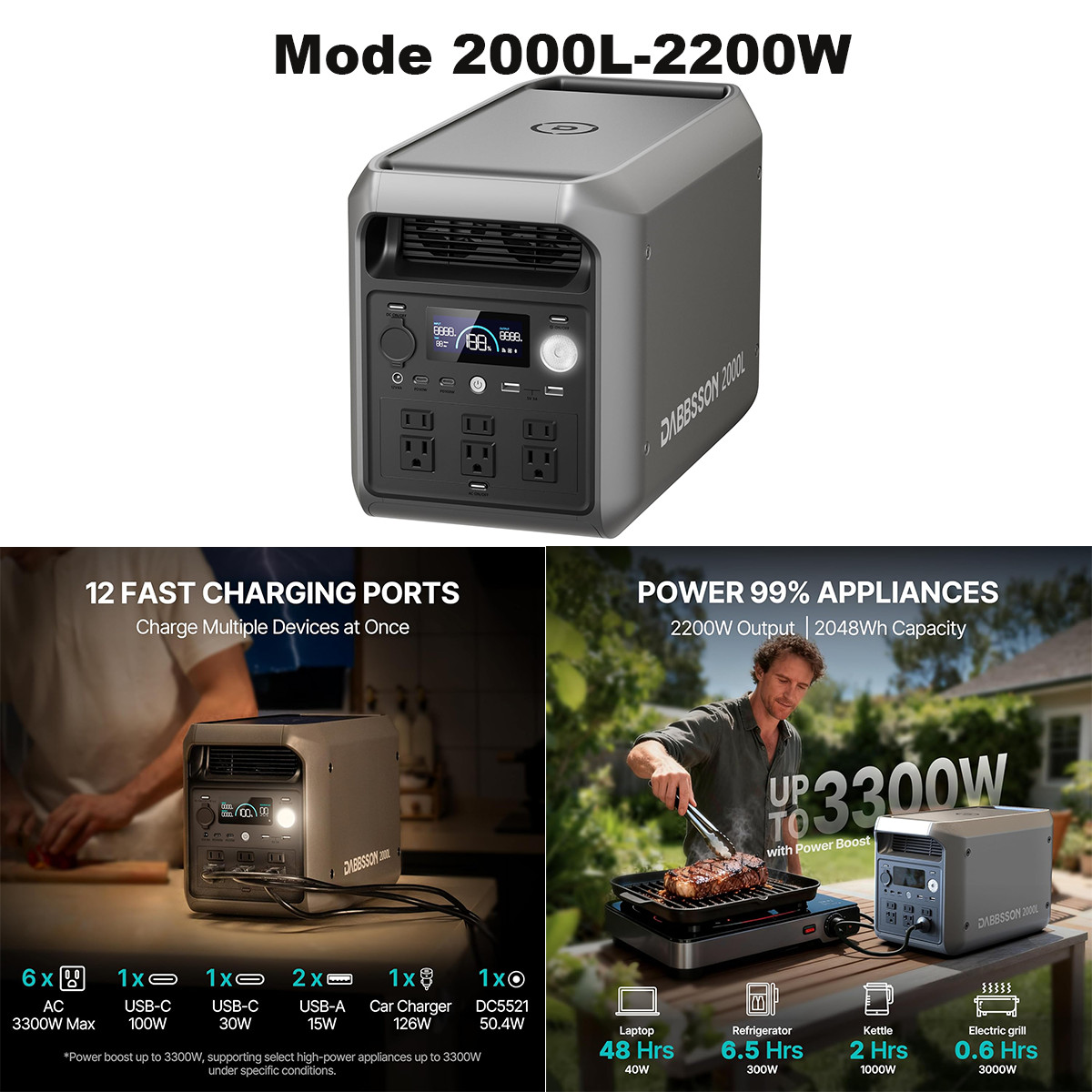 Dabbsson Power Station LiFePO4 Generator 300W-3000W Portable for RV Camping Home