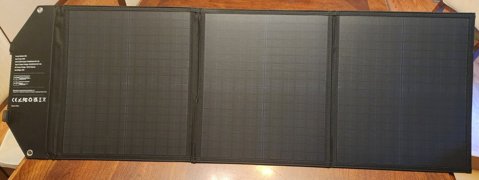Powkey 60W Foldable Solar Panel with 18V DC Output S60, Camping, Emergency Power