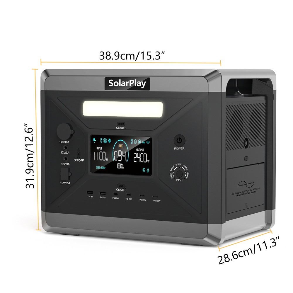 SolarPlay 96/2160/2304 Portabel Power Station Backup for Outdoor, RV, Camping