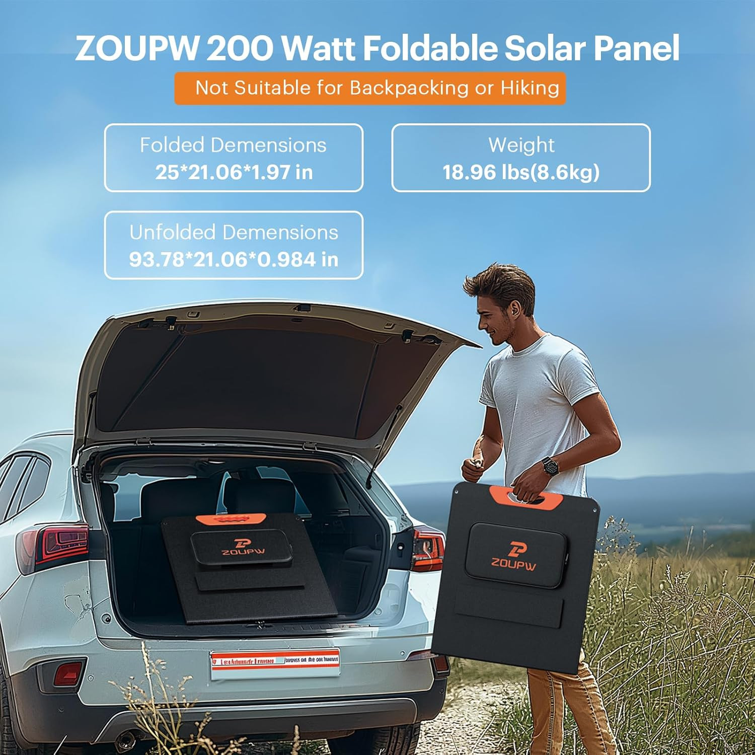 200W Portable Solar Panel for Power Station,23.5% Efficiency Mono Foldable Solar