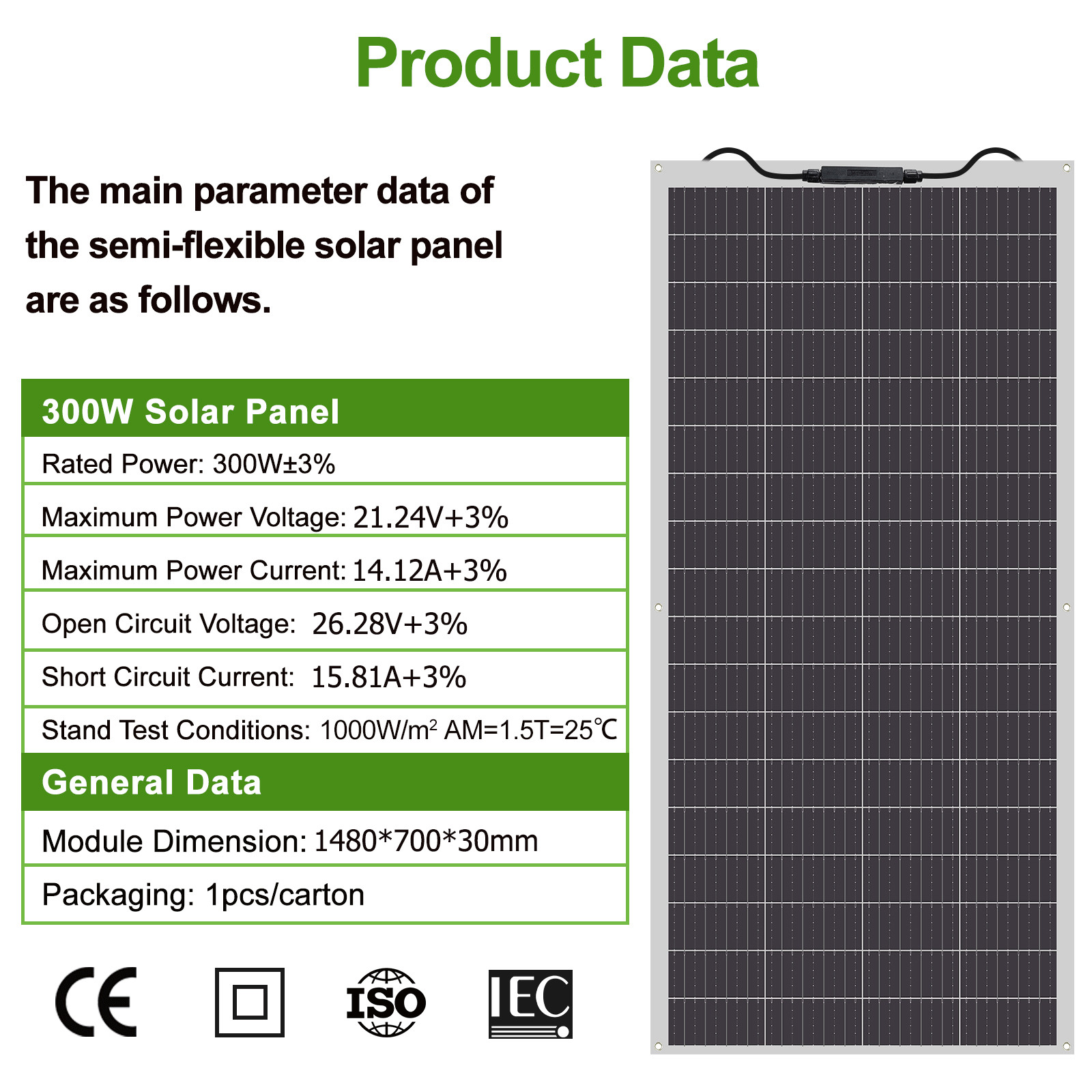300W Flexible Solar Panel Mono 12V Home RV Boat Camping Power Battery Charging
