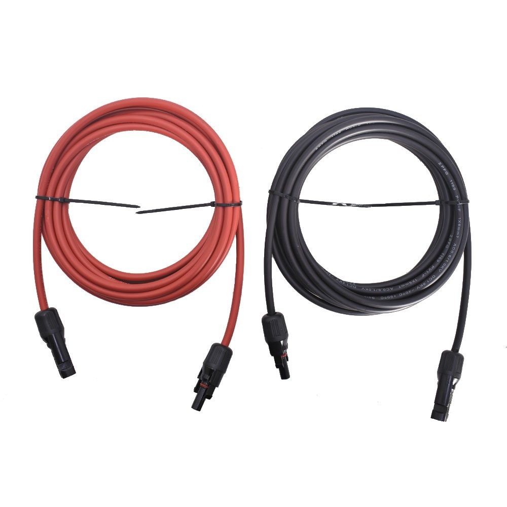 High Quality 10 AWG 15 FT Solar Panel Extension Cable Wire Connector Black + Red