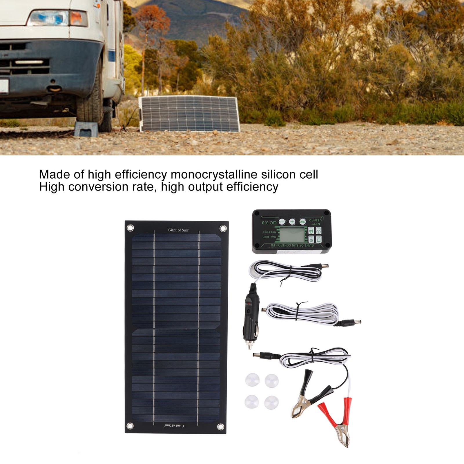 600W Monocrystalline Solar Panel Kit For RV Outdoor Camping JZKA