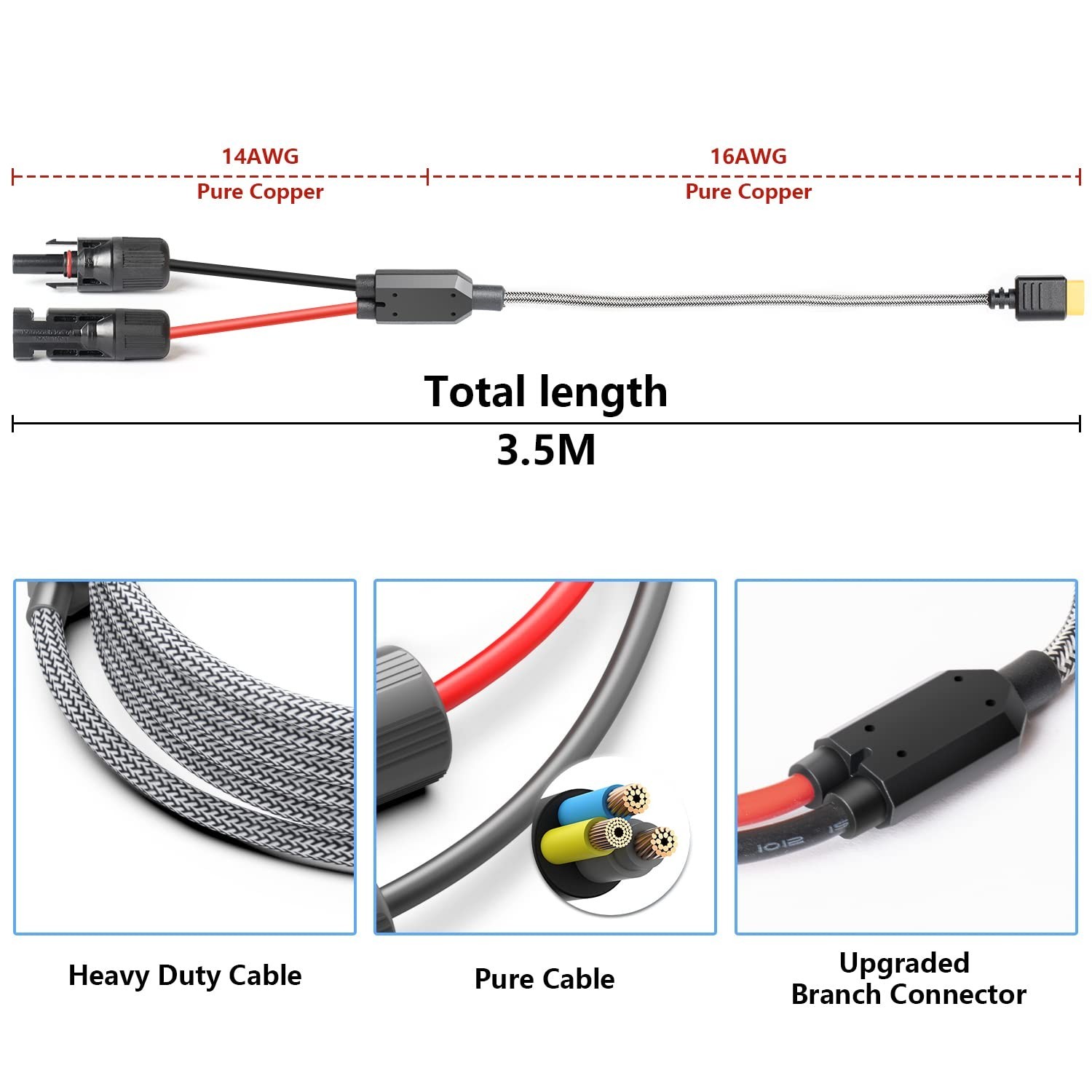 Solar Connector to XT60 Adapter Extension Cable Solar Panel 60W 110W 160W 220…