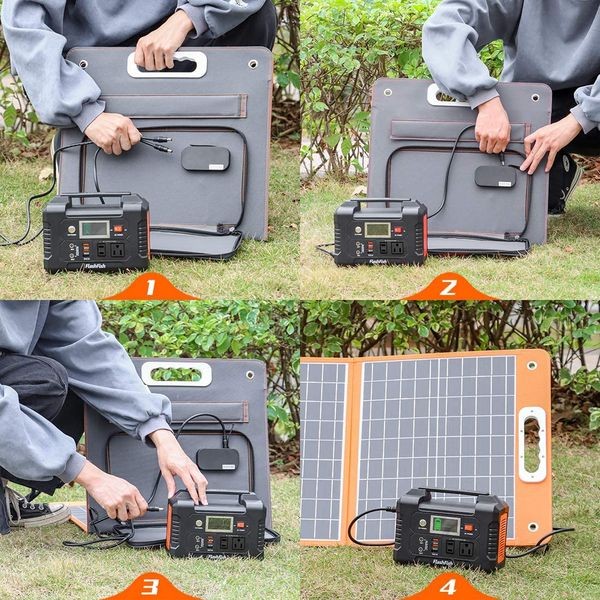 200W Portable Power Station, FlashFish 40800mAh Solar Generator for AC DC USB