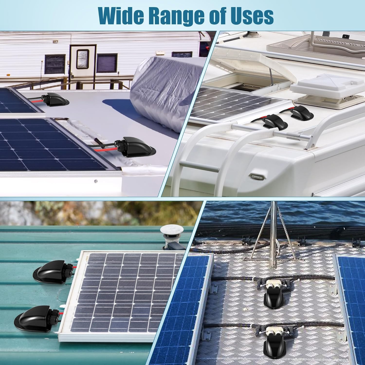 2 Pack Solar Cable Entry Gland, Weather Resistant Solar Gland, Dual Cable