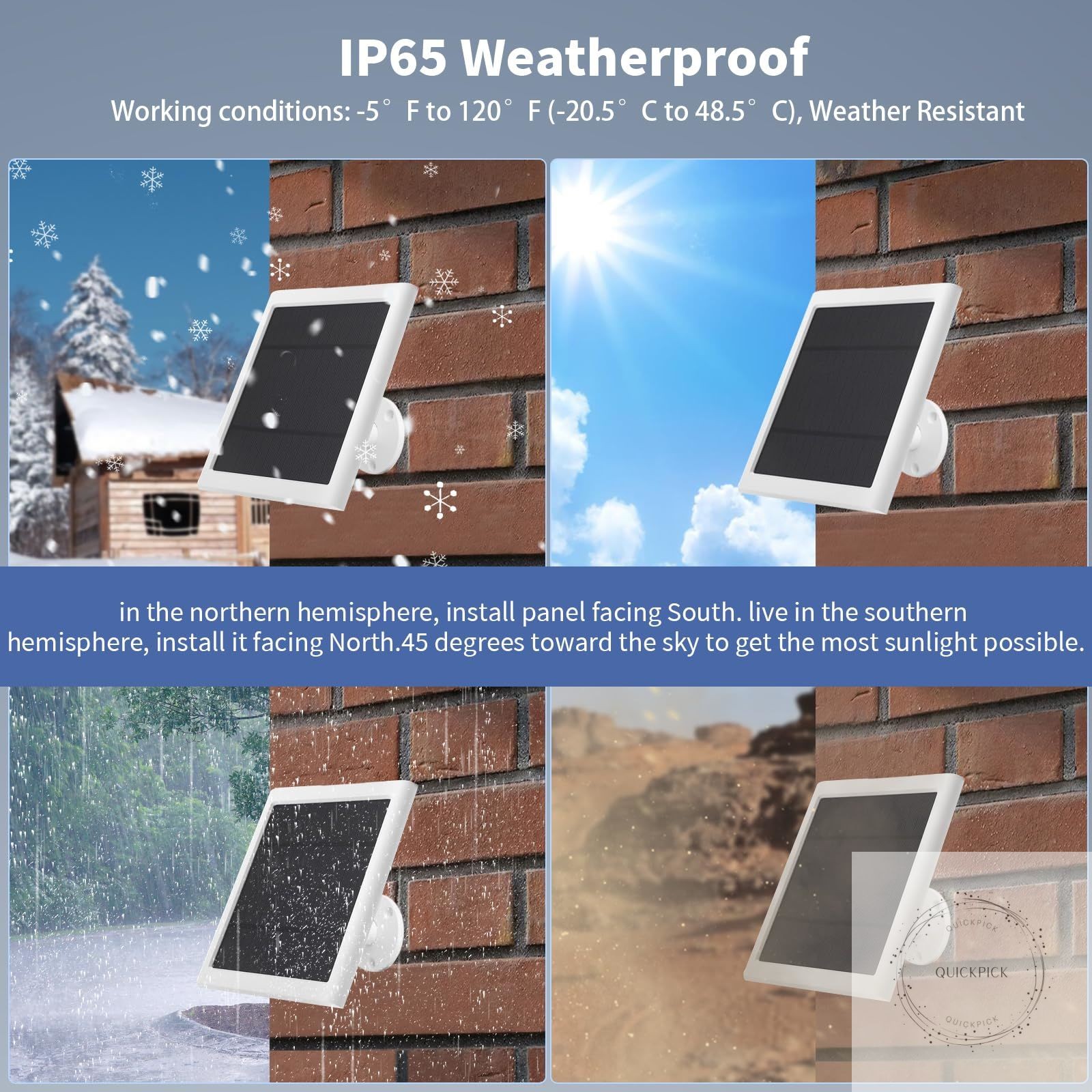 Solar Panel for Ring Camera(2nd Generation), 2 Pack 5W Solar Panel with 10FT/3M