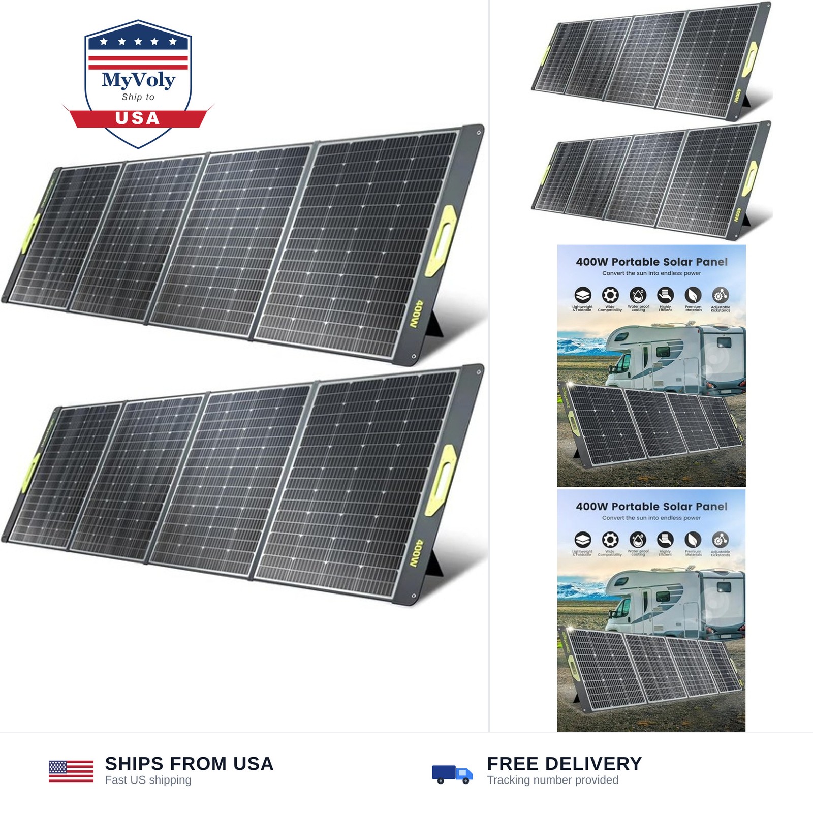 800W Portable Solar Panel, 2pcs 400W Portable Solar Panels 39V, 23% Efficienc…