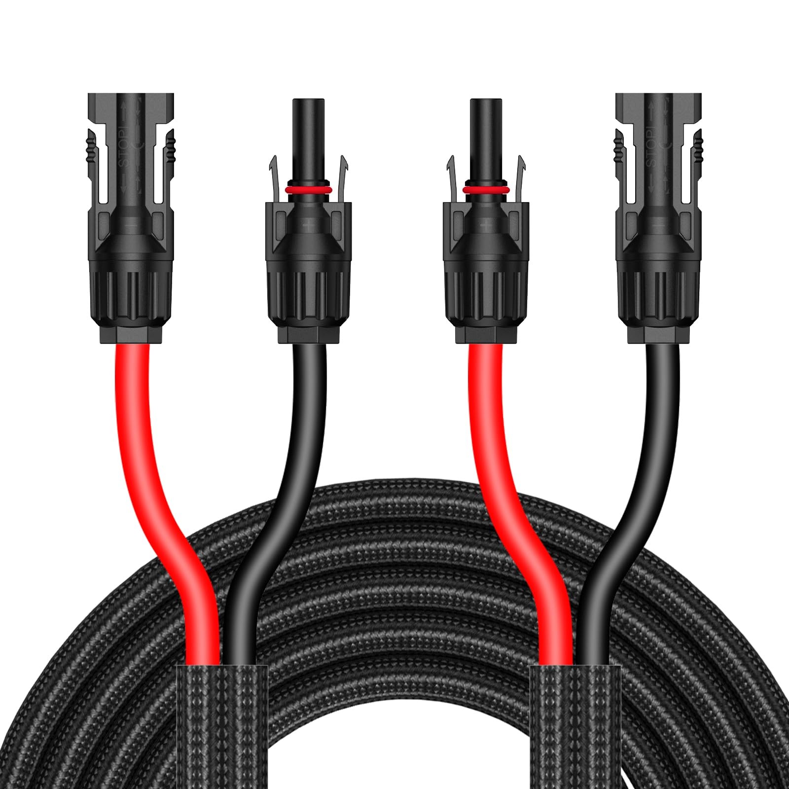 50Ft 10AWG Solar Cable Extension with Protection Cover, Solar Wire with Tool-…