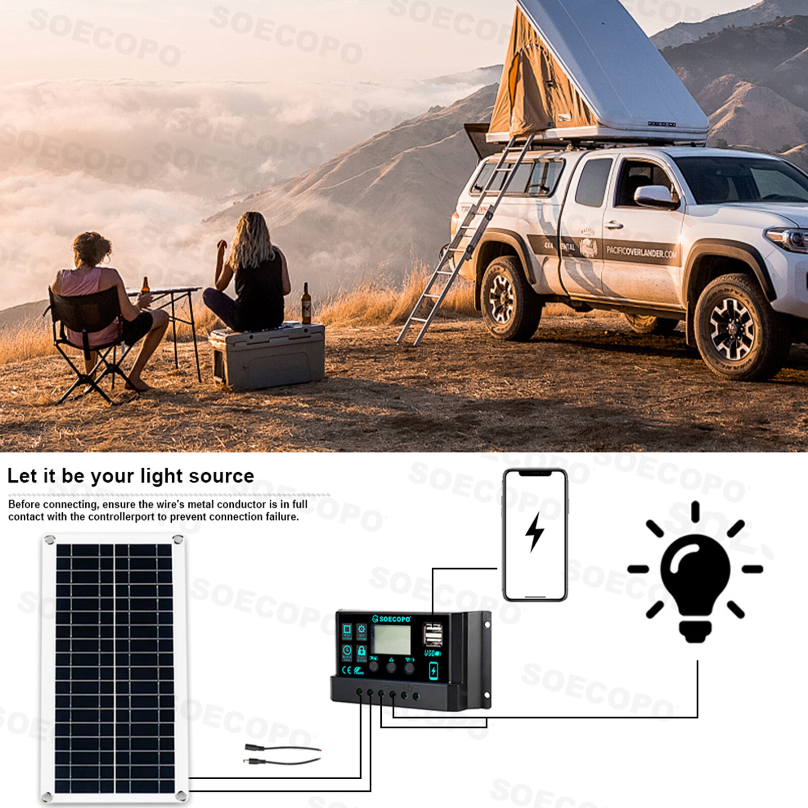 6000W Solar Panel Set Solar Power Inverter Generator 100A Home 110V Grid System
