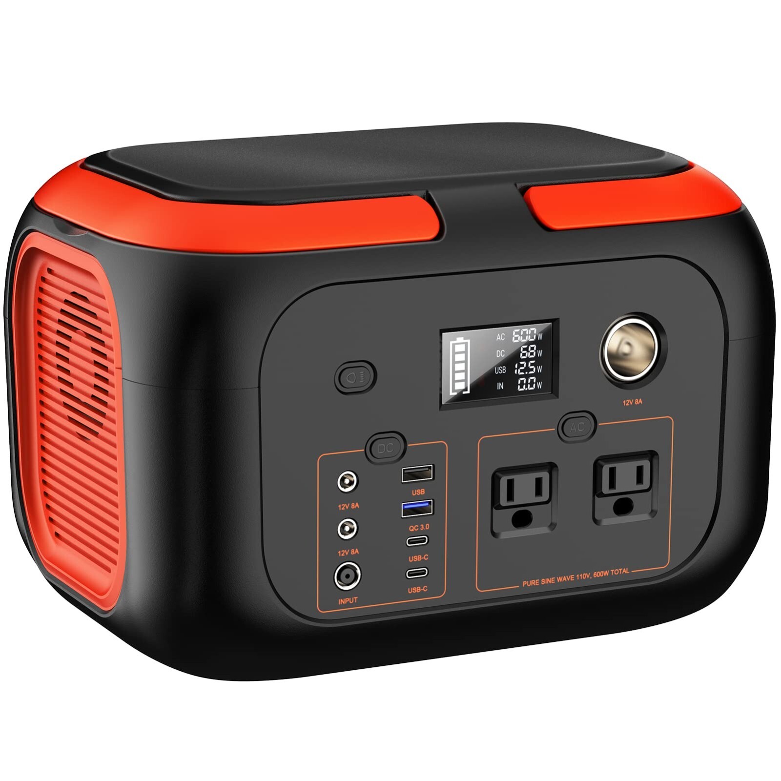 Portable Power Station 600W, 296Wh/80000mAh Backup Lithium Battery Pack Bank