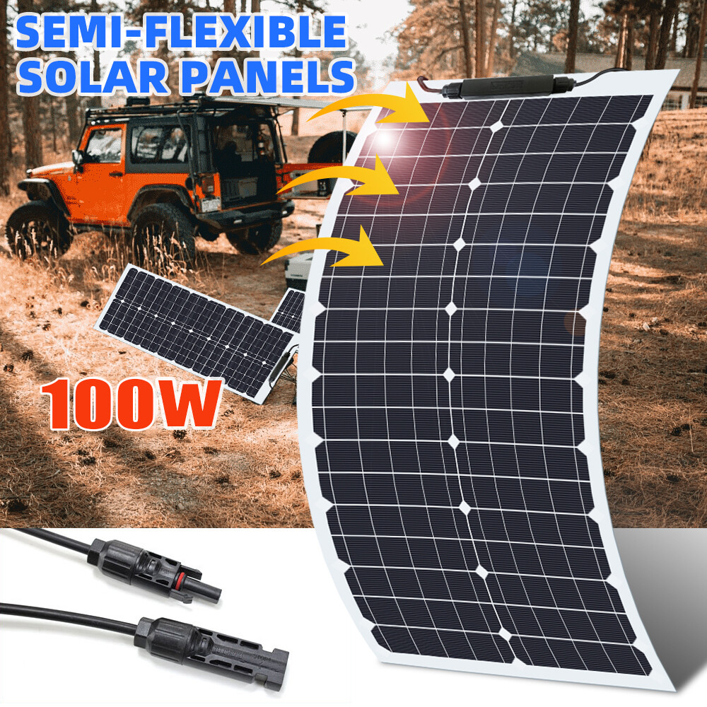100W Watt Flexible Solar Panel 12V Mono Home RV Rooftop Camping Off-Grid Power