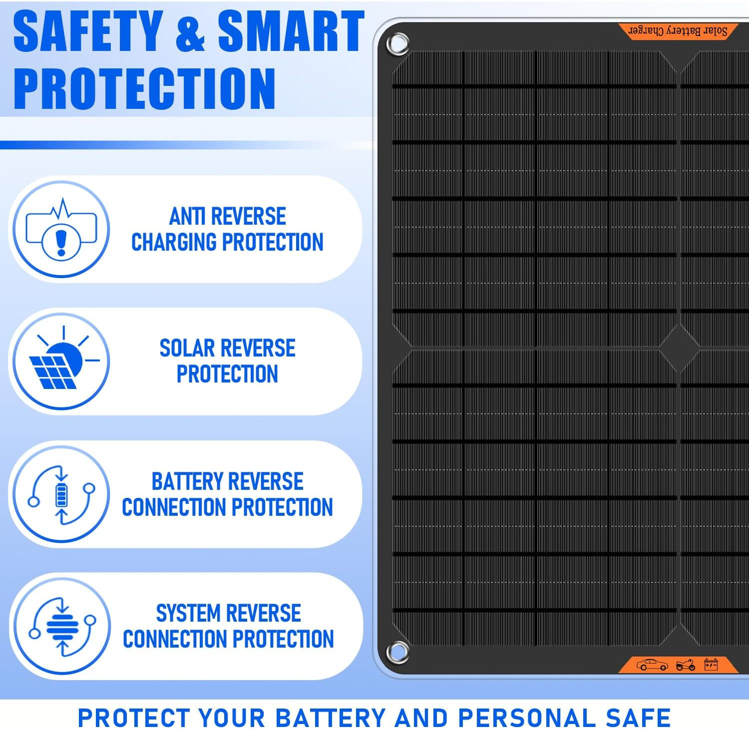 12 Volt 20W Solar Car Battery Charger & Maintainer, Solar Panel Trickle Charger,