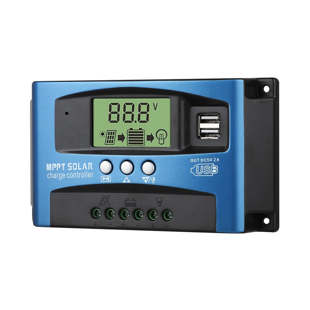 30A-100A MPPT 12V/24V Solar Panel Regulator Charge Controller Battery Dual USB