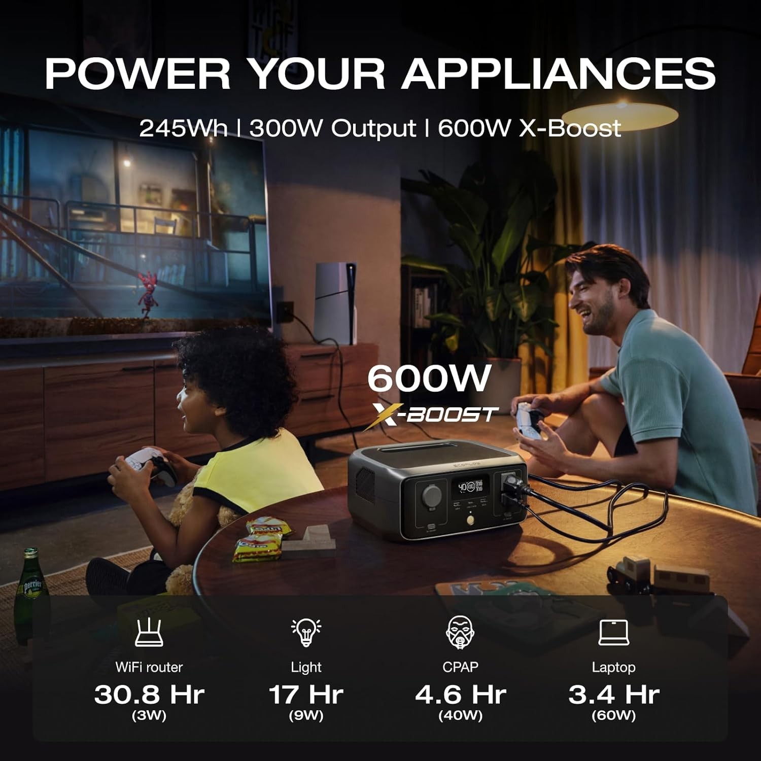 Lightweight RIVER 3 Power Station – 300W Continuous, 1Hr Charge, Solar Ready