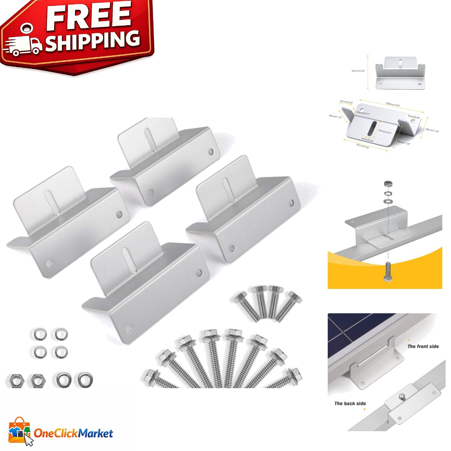 Powder-Coated Z Brackets for Safe Solar Panel Mounting – Fits 100W-300W Units