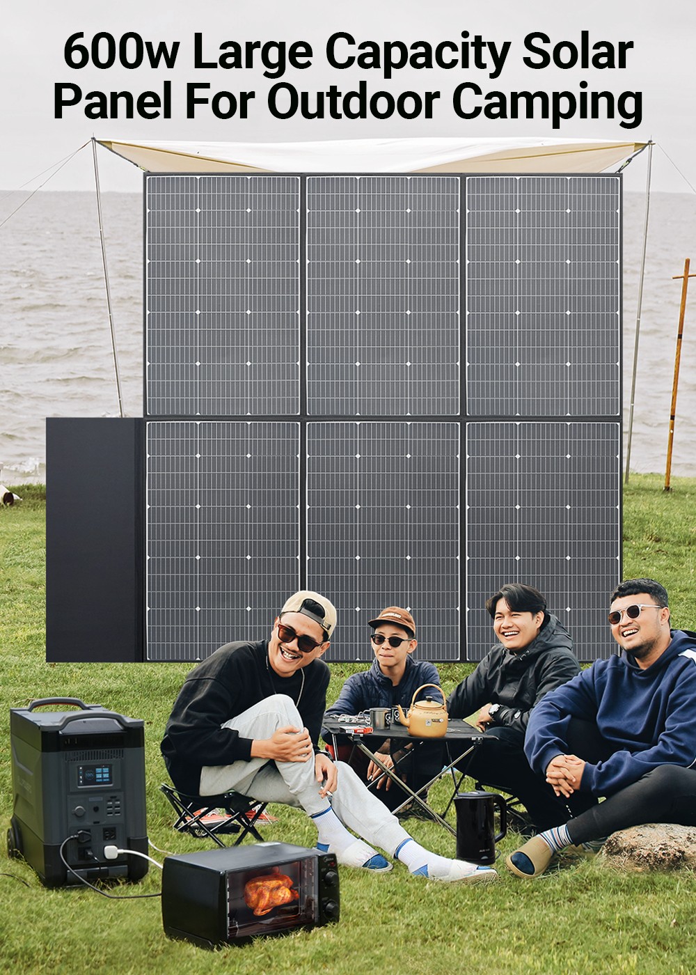 ALLPOWERS 600W Mono Foldable Solar Panel Waterproof IP67 Kit For Bank Generator