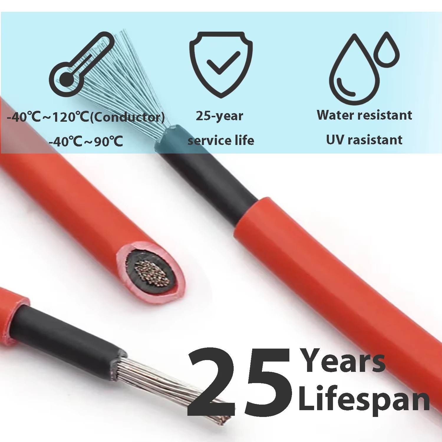 Solar Power Cable 4/6Mm2 12/10AWG Wire Photovoltaic TÜV TUV Cable for PV Panels