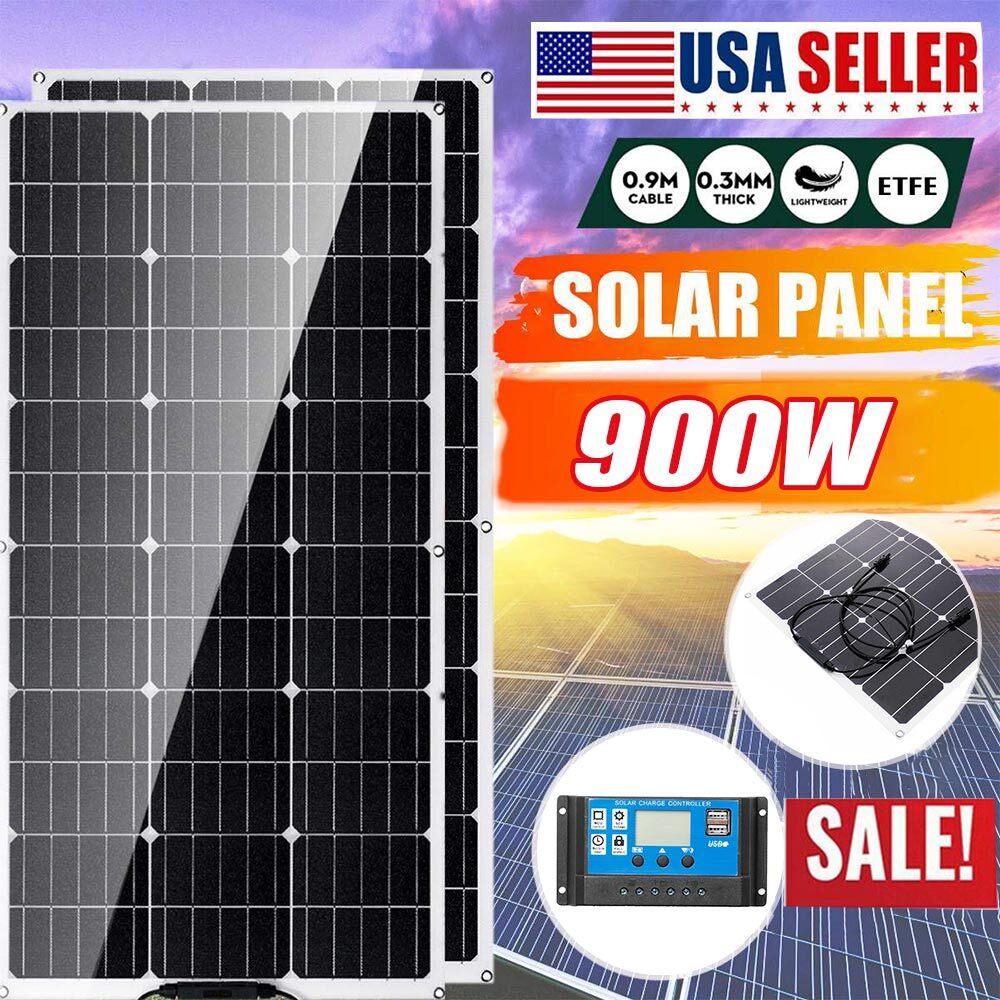 Solar Panel 900W Watt 12V 18 Volt Monocrystalline Off Grid Roof RV Outdoor Home