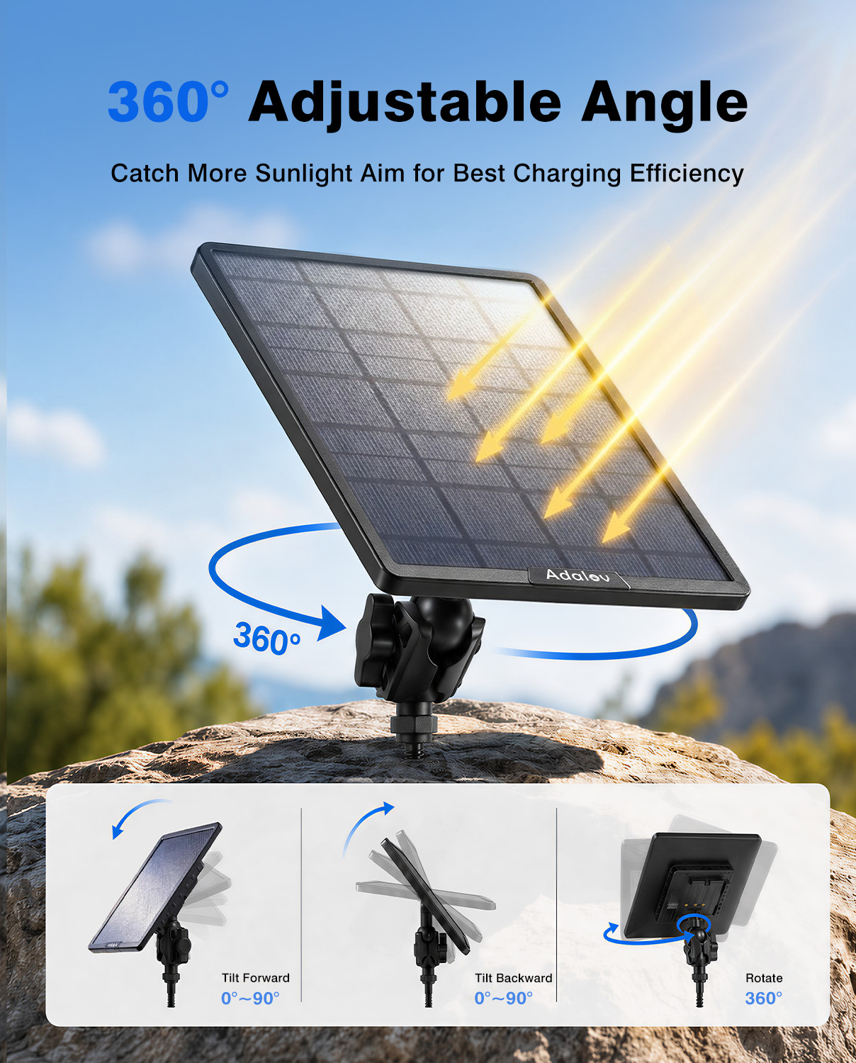 25000mAh 20W Solar Panel Kit 360° Mount for Security Trail Cameras WIFI Bridge