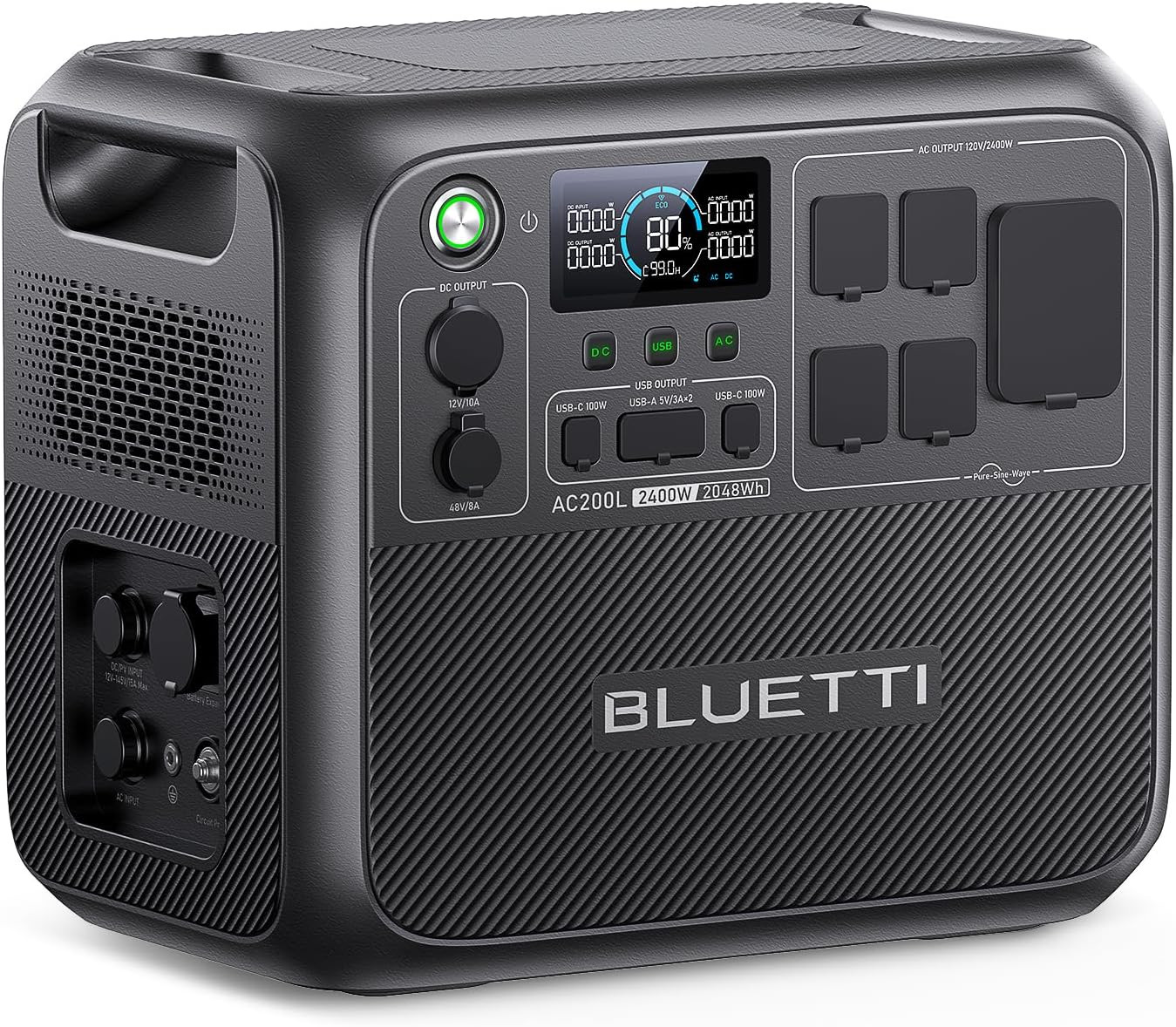 AC200L Portable Power Station, 2048Wh Lifepo4 Battery Backup, Expandable to 8192