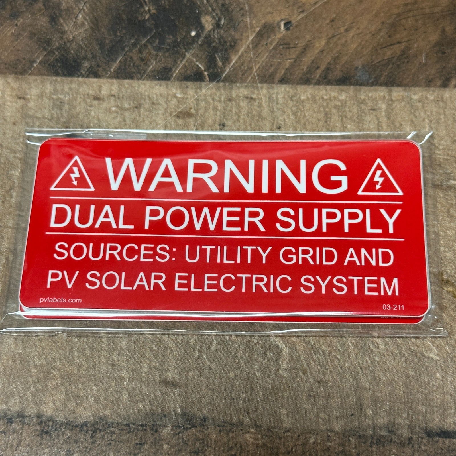 2″ x 4″ WARNING Dual Power Supply Labels 03-211 Utility Grid & PV Solar 10 Pack