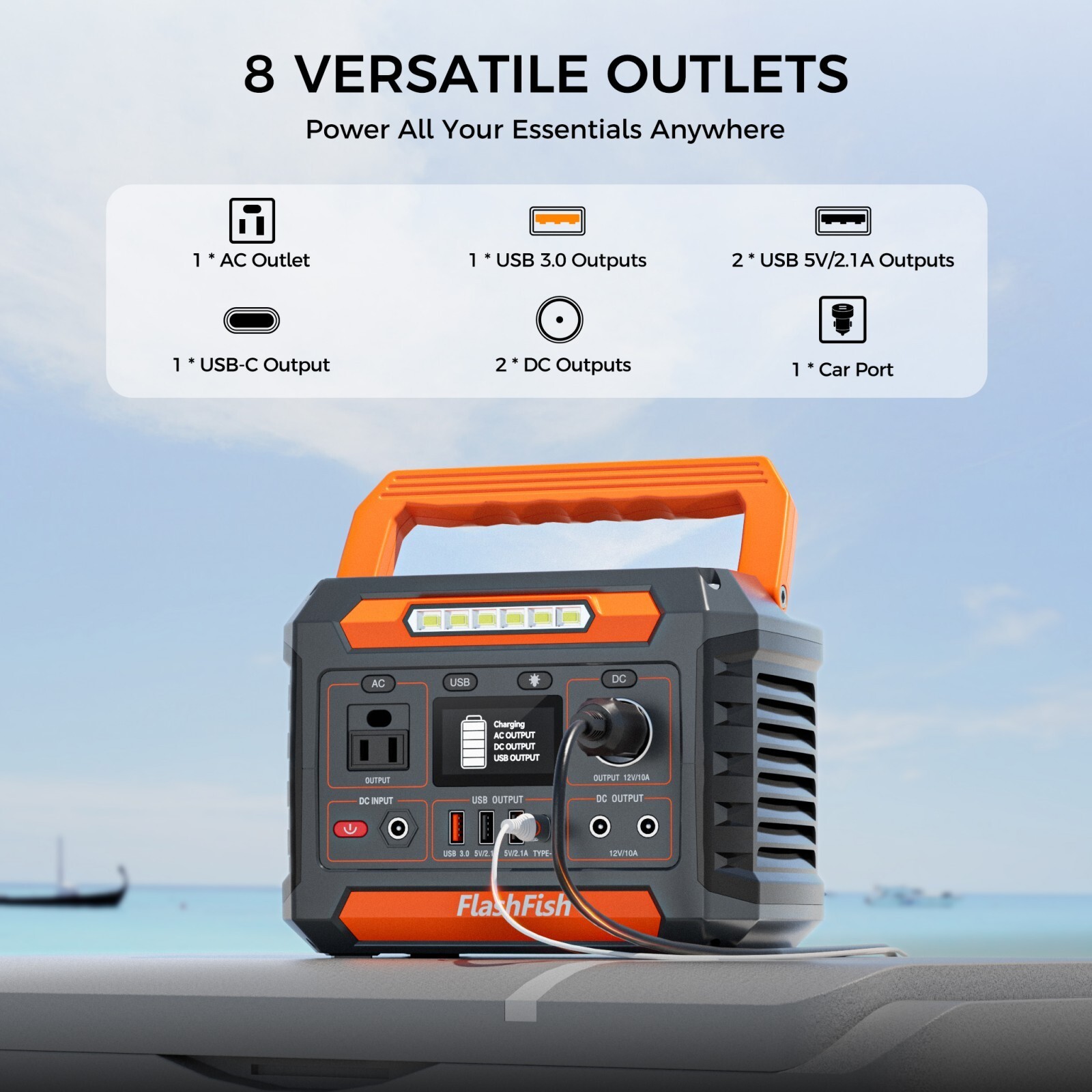Flashfish 300W Portable Power Station Solar Generator With/Without Solar Panel