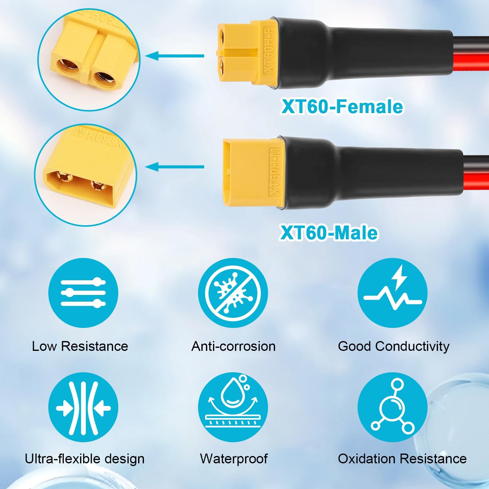 10AWG 35FT XT60 Extension Cable 2 3 5 10 15 20 25 30 35 40 50 75 100FT XT60 F…