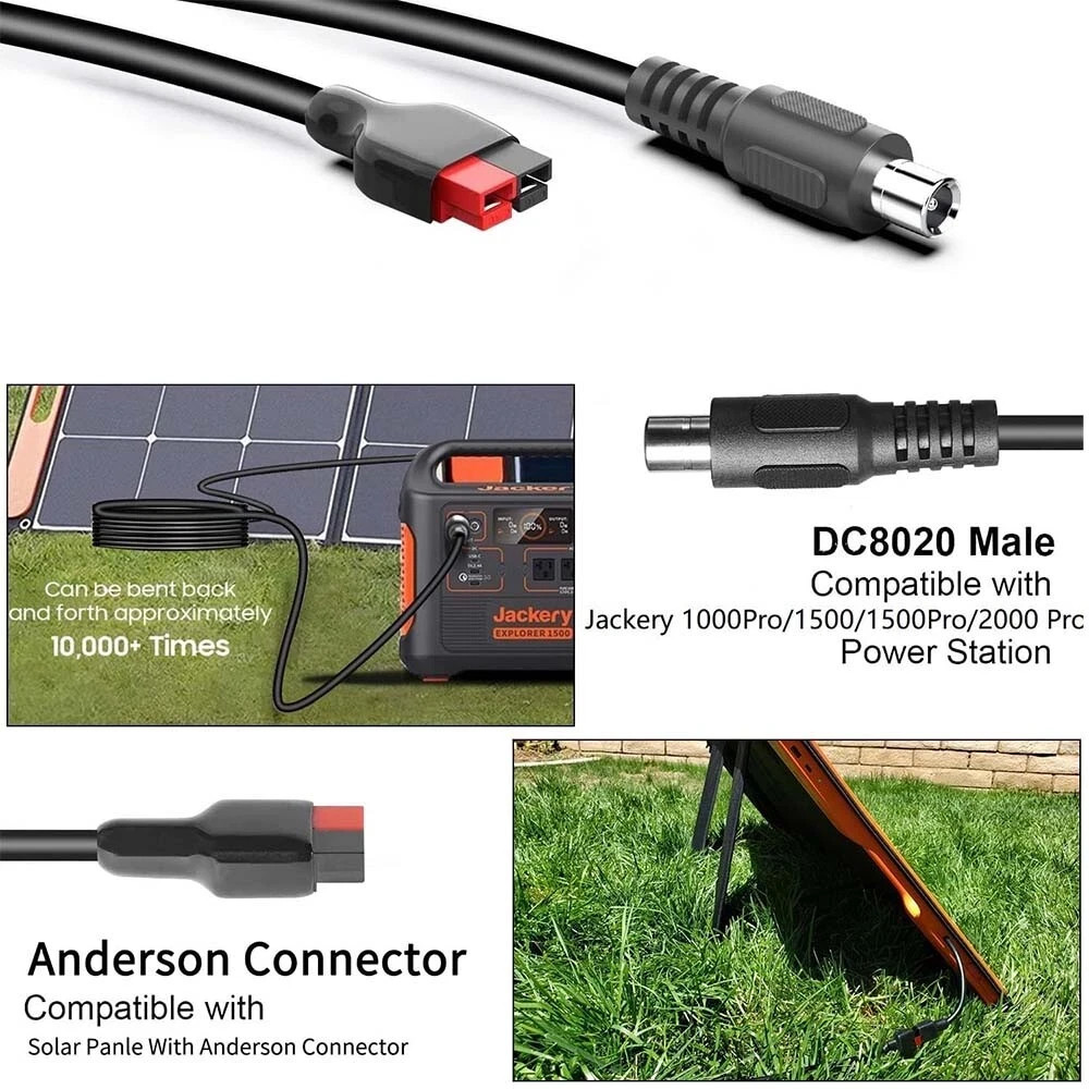 Anderson PowerPole to DC8020 8.0mm x 2.0mm Male Solar Charging Cable for Jackery