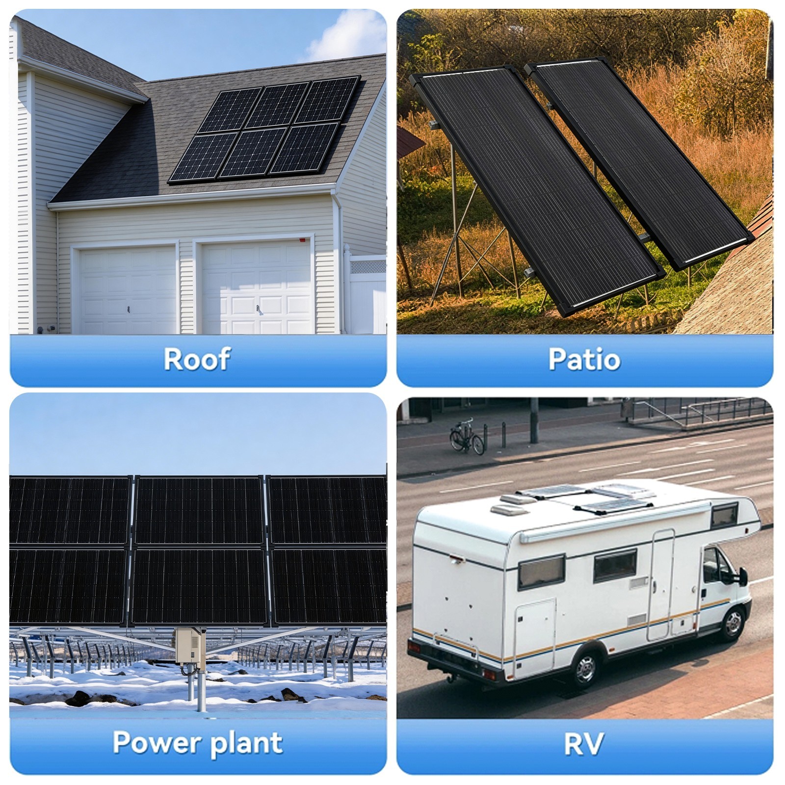 400W (200W*2) 18V Solar Panel N-Type Mono 18BB Roof RV Boat Off-Grid Battery