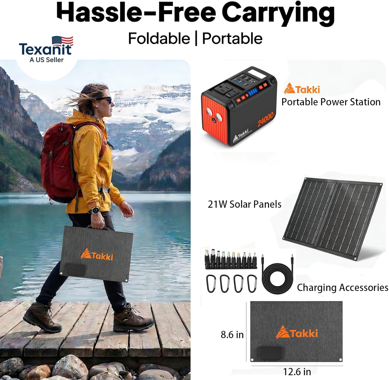 Solar Generator 120W Peak Portable Power Station with 21W Solar Panel 88.8Wh Bat
