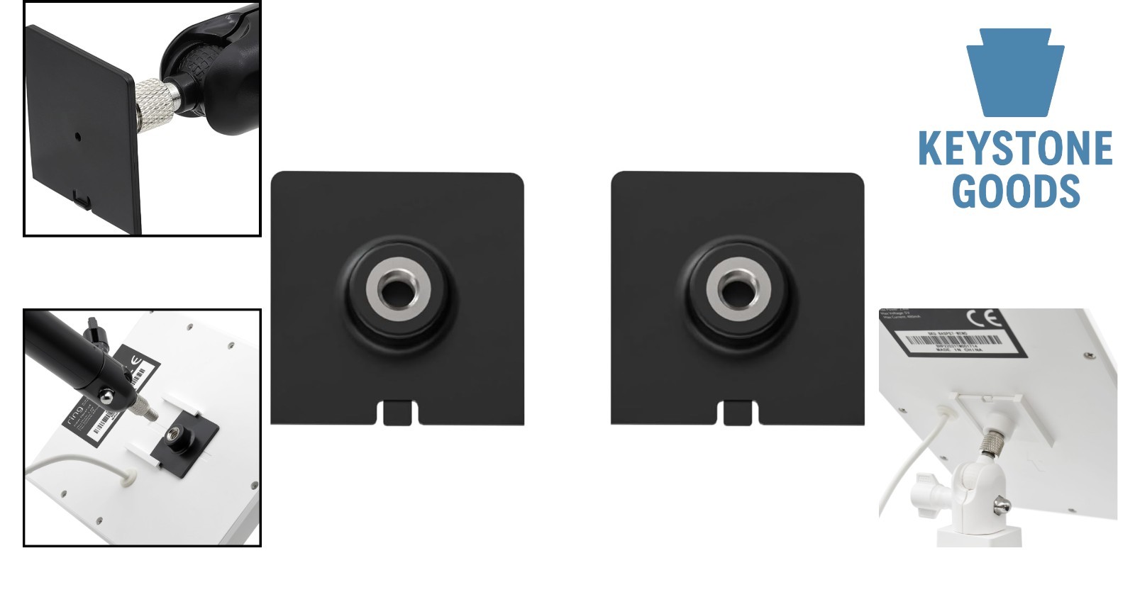 Black Plastic 1/4 Inch Threaded Mount Adapter for Ring Solar Panels (2 Pack)