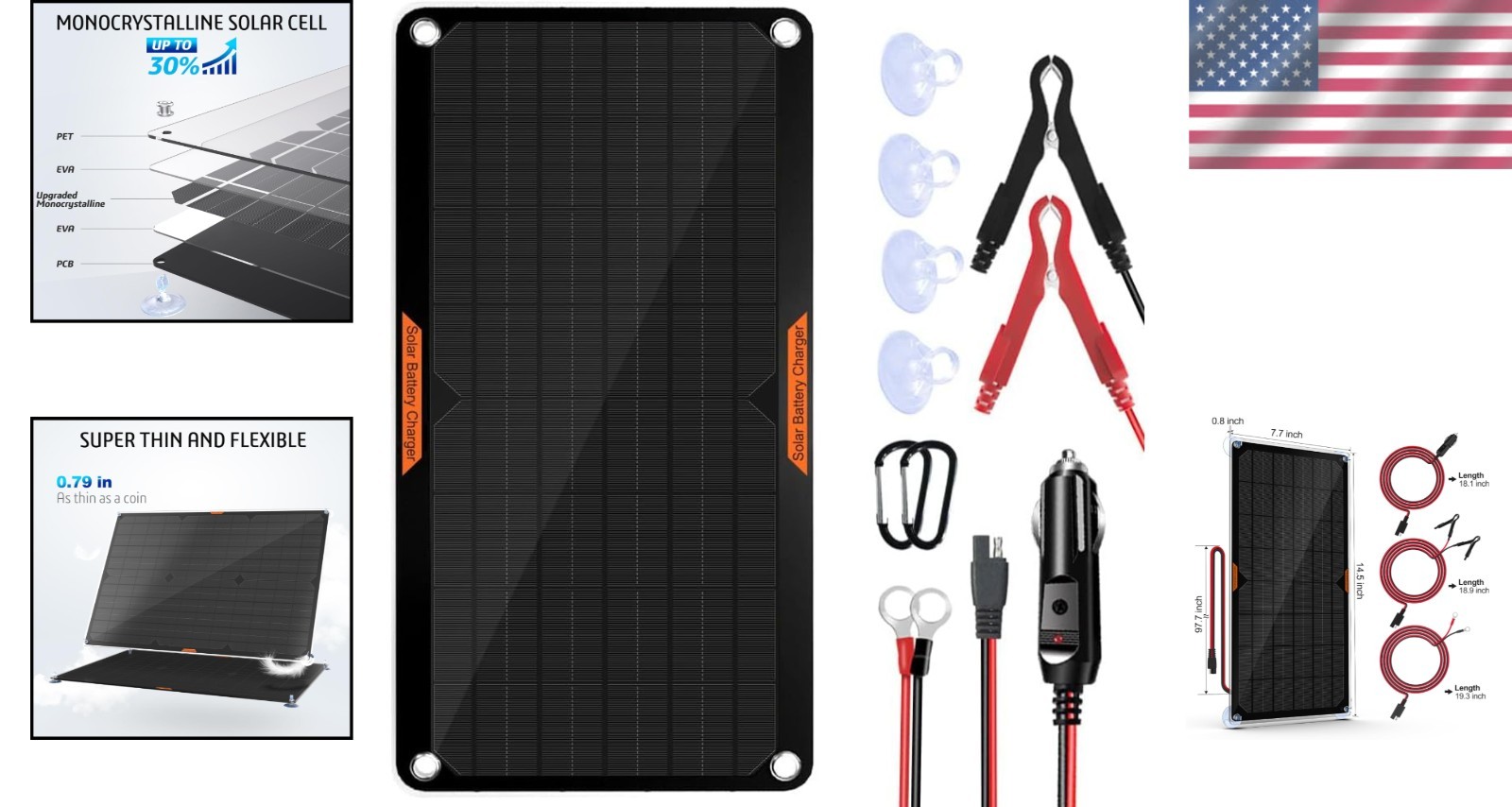 Efficient Solar Battery Charger with Visual Status – Ideal for Automotive & RVs