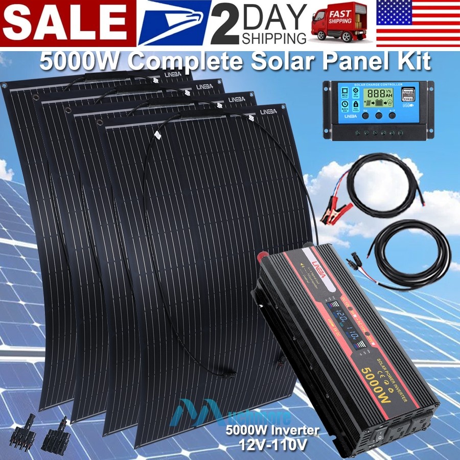 Home Boat RV Off Grid 18V 400W Flexible Solar Panel Charger with 5000W Inverter