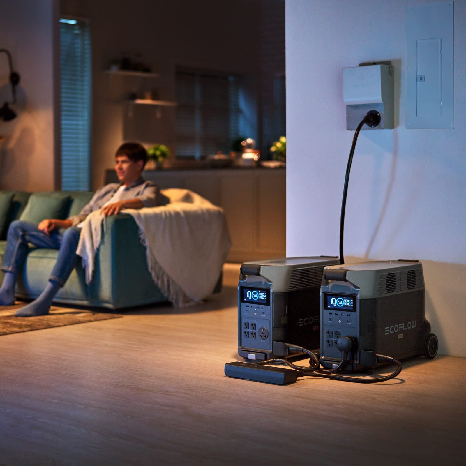 EcoFlow 2PCS DELTA Pro Power Station &Double Voltage Hub & Transfer Switch